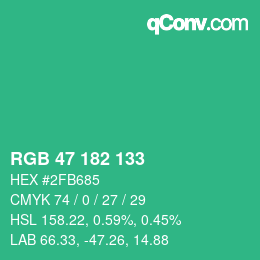 カラーコード: RGB 47 182 133 | qconv.com