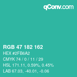 Color code: RGB 47 182 162 | qconv.com
