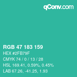 Color code: RGB 47 183 159 | qconv.com