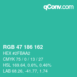 Color code: RGB 47 186 162 | qconv.com