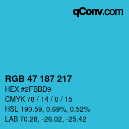 カラーコード: RGB 47 187 217 | qconv.com