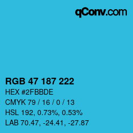 Color code: RGB 47 187 222 | qconv.com