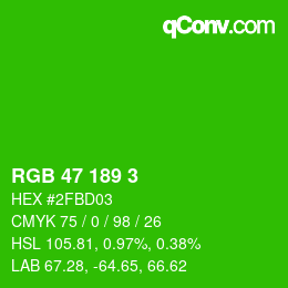 カラーコード: RGB 47 189 3 | qconv.com