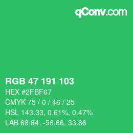 Color code: RGB 47 191 103 | qconv.com