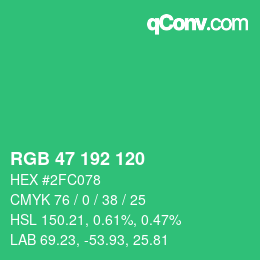 カラーコード: RGB 47 192 120 | qconv.com
