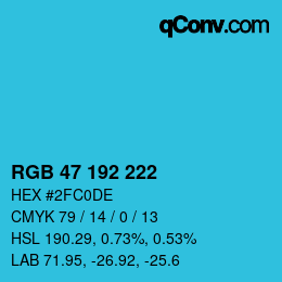 Color code: RGB 47 192 222 | qconv.com
