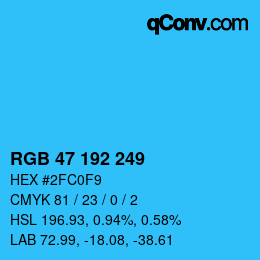 Color code: RGB 47 192 249 | qconv.com
