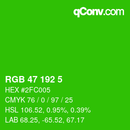 カラーコード: RGB 47 192 5 | qconv.com
