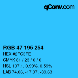 颜色代码: RGB 47 195 254 | qconv.com