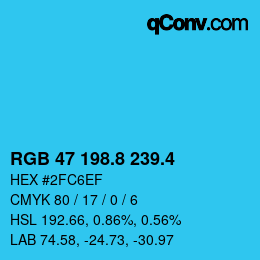 カラーコード: RGB 47 198.8 239.4 | qconv.com