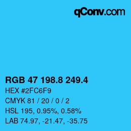 カラーコード: RGB 47 198.8 249.4 | qconv.com