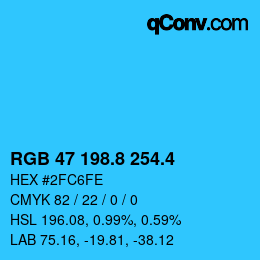 カラーコード: RGB 47 198.8 254.4 | qconv.com