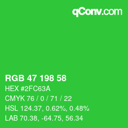 颜色代码: RGB 47 198 58 | qconv.com