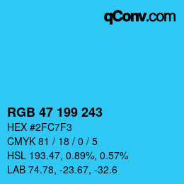Color code: RGB 47 199 243 | qconv.com