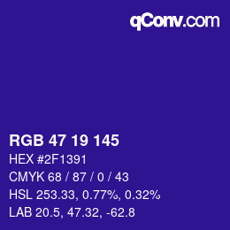 Color code: RGB 47 19 145 | qconv.com