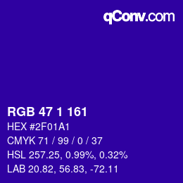 Color code: RGB 47 1 161 | qconv.com