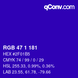 Color code: RGB 47 1 181 | qconv.com