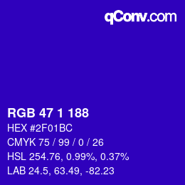 Color code: RGB 47 1 188 | qconv.com