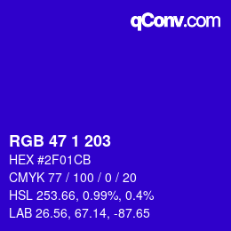 Color code: RGB 47 1 203 | qconv.com