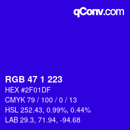 Color code: RGB 47 1 223 | qconv.com