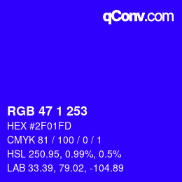 Color code: RGB 47 1 253 | qconv.com