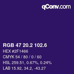 カラーコード: RGB 47 20.2 102.6 | qconv.com