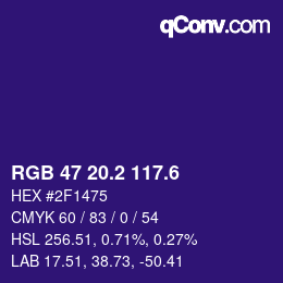 カラーコード: RGB 47 20.2 117.6 | qconv.com