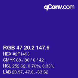 カラーコード: RGB 47 20.2 147.6 | qconv.com