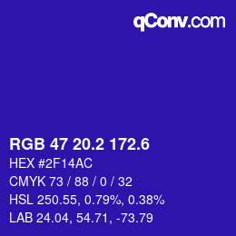 カラーコード: RGB 47 20.2 172.6 | qconv.com