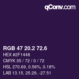 カラーコード: RGB 47 20.2 72.6 | qconv.com