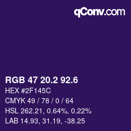 カラーコード: RGB 47 20.2 92.6 | qconv.com