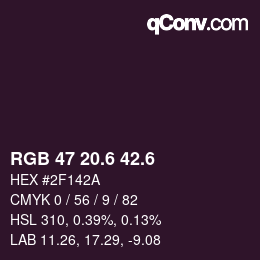 カラーコード: RGB 47 20.6 42.6 | qconv.com