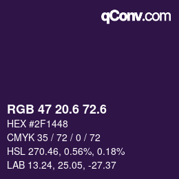 カラーコード: RGB 47 20.6 72.6 | qconv.com