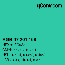 Color code: RGB 47 201 168 | qconv.com