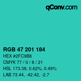 Color code: RGB 47 201 184 | qconv.com
