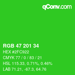 Color code: RGB 47 201 34 | qconv.com