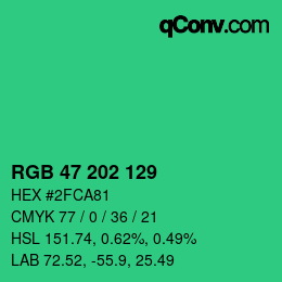 Color code: RGB 47 202 129 | qconv.com