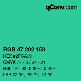 Código de color: RGB 47 202 153 | qconv.com