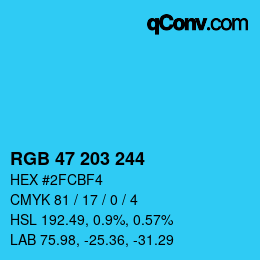 Color code: RGB 47 203 244 | qconv.com