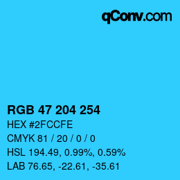 Código de color: RGB 47 204 254 | qconv.com