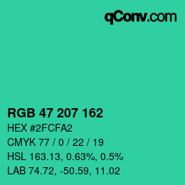 Color code: RGB 47 207 162 | qconv.com