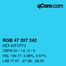 Color code: RGB 47 207 242 | qconv.com