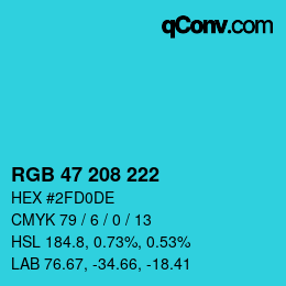 Code couleur: RGB 47 208 222 | qconv.com