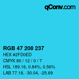 カラーコード: RGB 47 208 237 | qconv.com