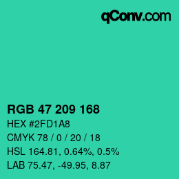 Color code: RGB 47 209 168 | qconv.com