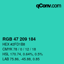 Color code: RGB 47 209 184 | qconv.com