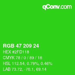 カラーコード: RGB 47 209 24 | qconv.com