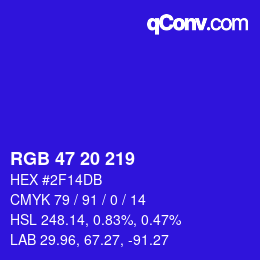 Color code: RGB 47 20 219 | qconv.com