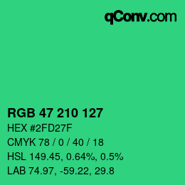 カラーコード: RGB 47 210 127 | qconv.com