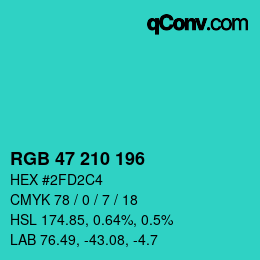 Color code: RGB 47 210 196 | qconv.com